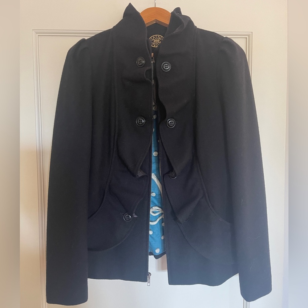 Anthropologie Idra Wool Ruffle Military Inspired Jacket - Picture 8 of 8